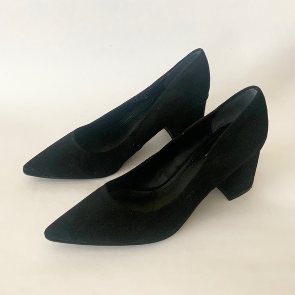 Charles David Arya Black Pump Block heel pointed toe Classic Dress Shoes Heels 8 - Picture 5 of 7